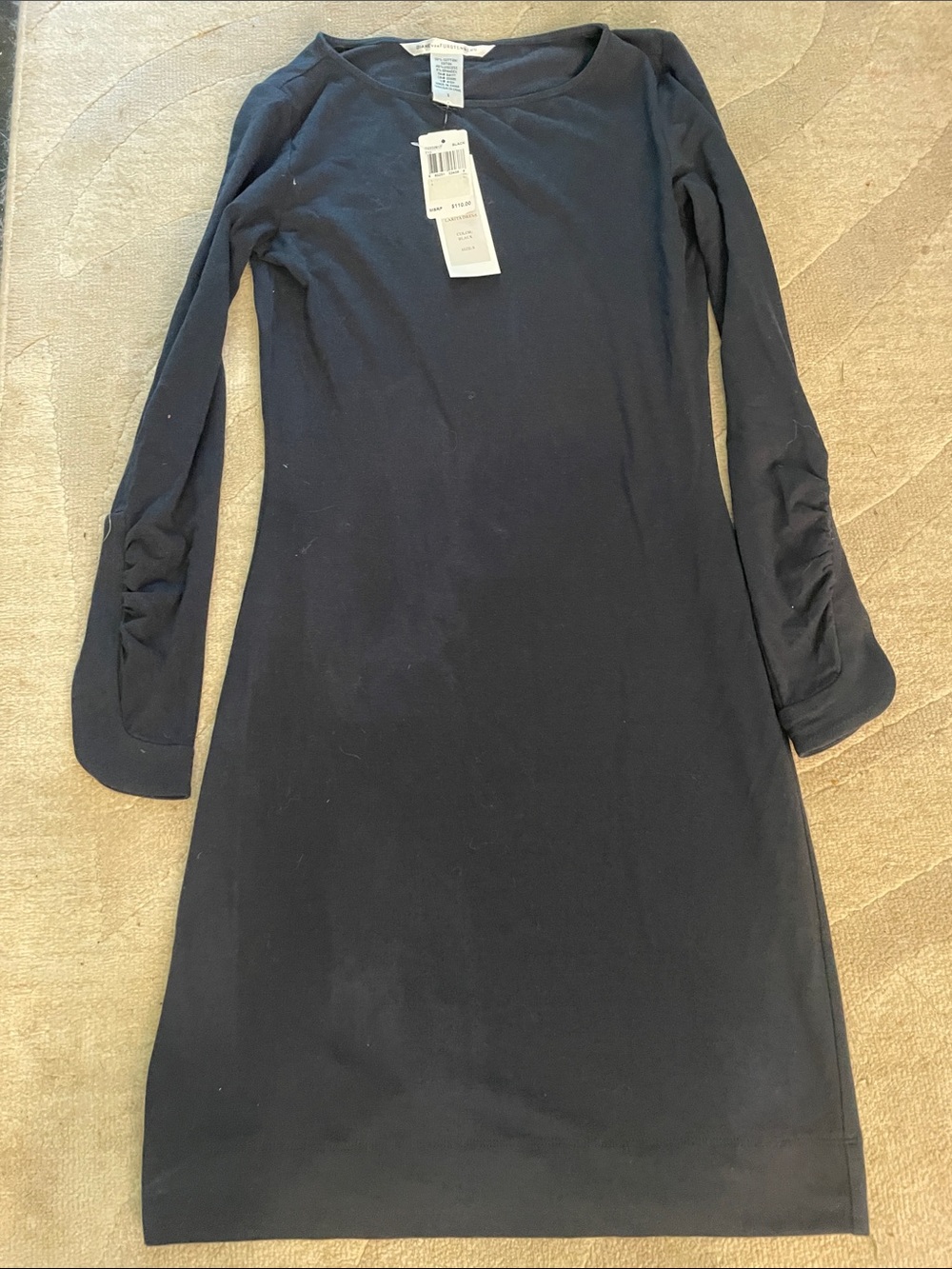 Diane Von Furstenberg Black Long Sleeve Sheath Dress